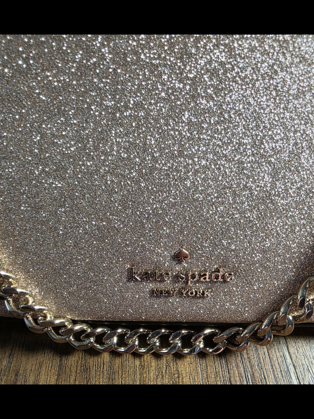 kate spade Rose Gold Glitter Crossbody with Chain - Picture 2 of 3